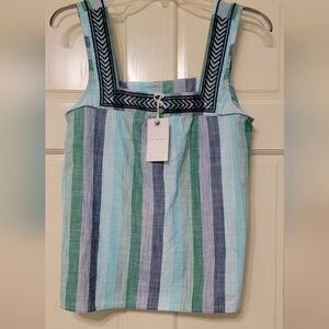 Lucky Brand Blue and Green Striped Tank Top SIZE S - NWT
